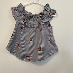 ACTIVE USA ruffled flower embroidered stunning sleeveless striped top small